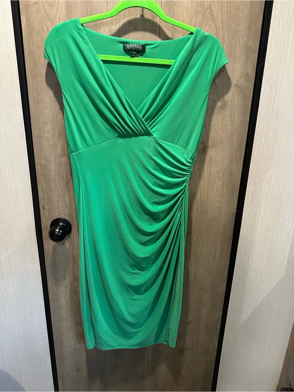 Lauren Ralph Lauren Green Ruched Dress Size 8